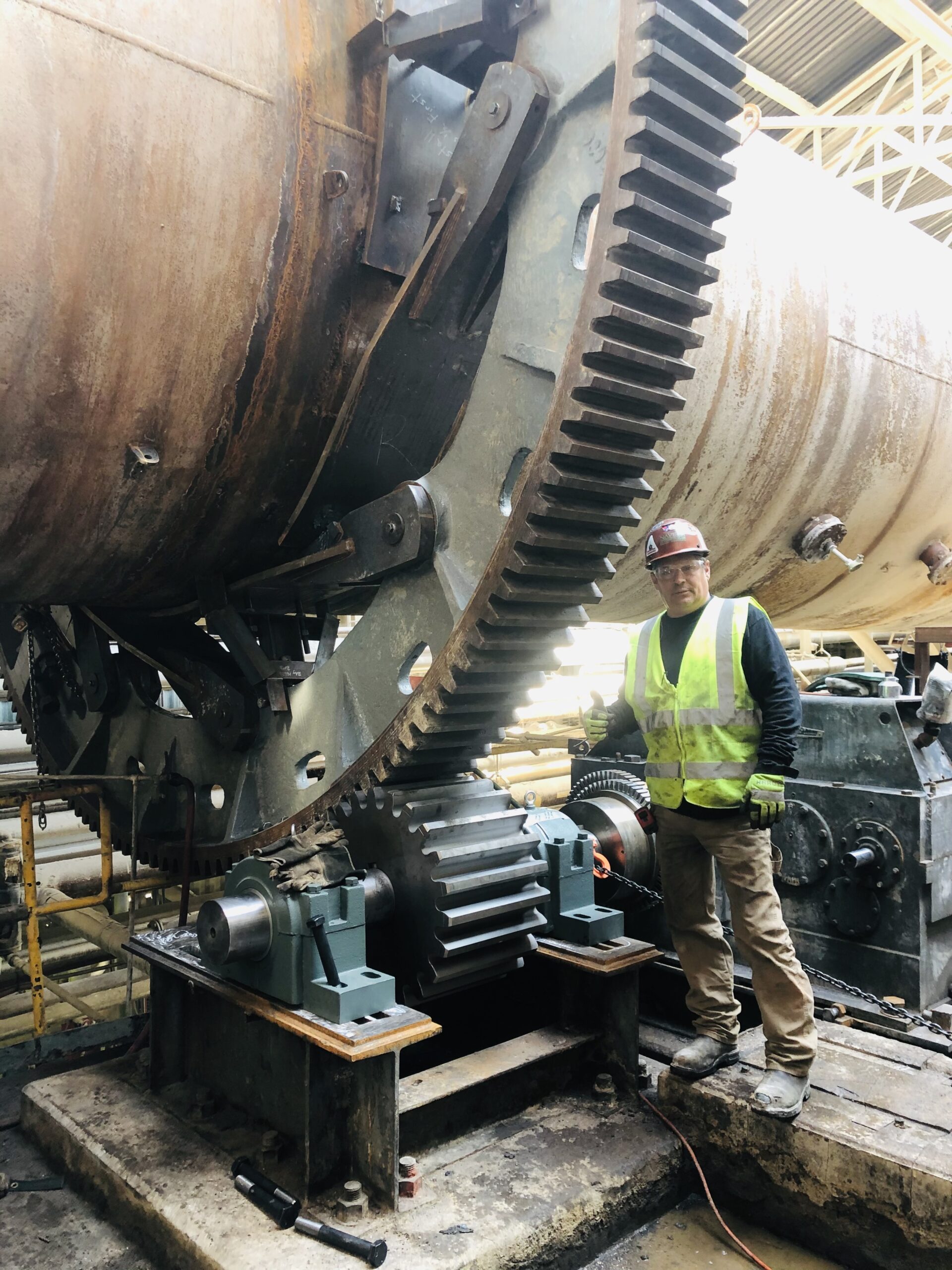 Complete new ring gear pinion and drive base install at paper mill in Maine